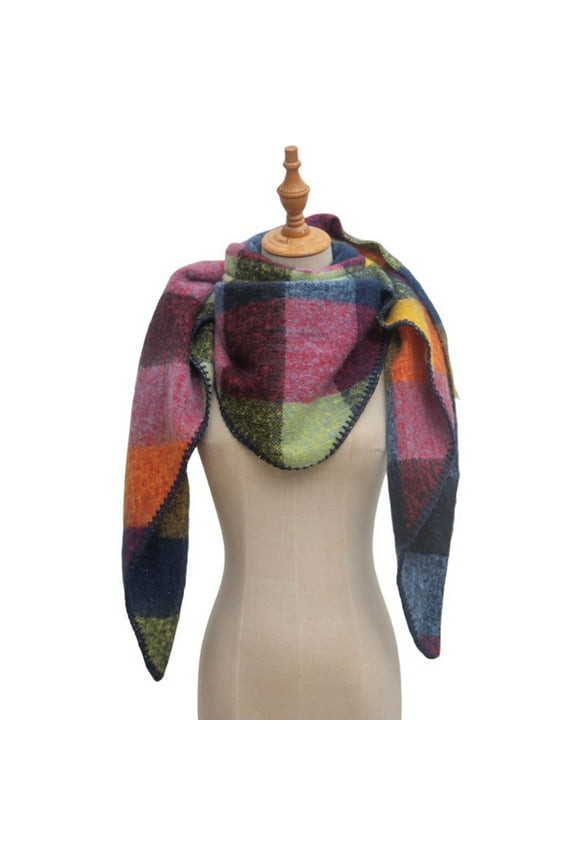 Wancir Ladies' Plaid Scarf European And Winter Circular Yarn Triangular Shawl Scarf
