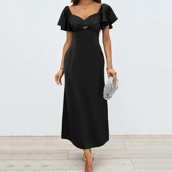 Wancir Ladies' Summer Fashionable Solid Color Temperament Slim Long Dress