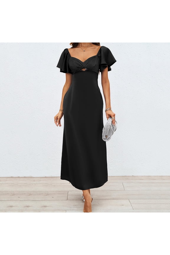 Wancir Ladies' Summer Fashionable Solid Color Temperament Slim Long Dress