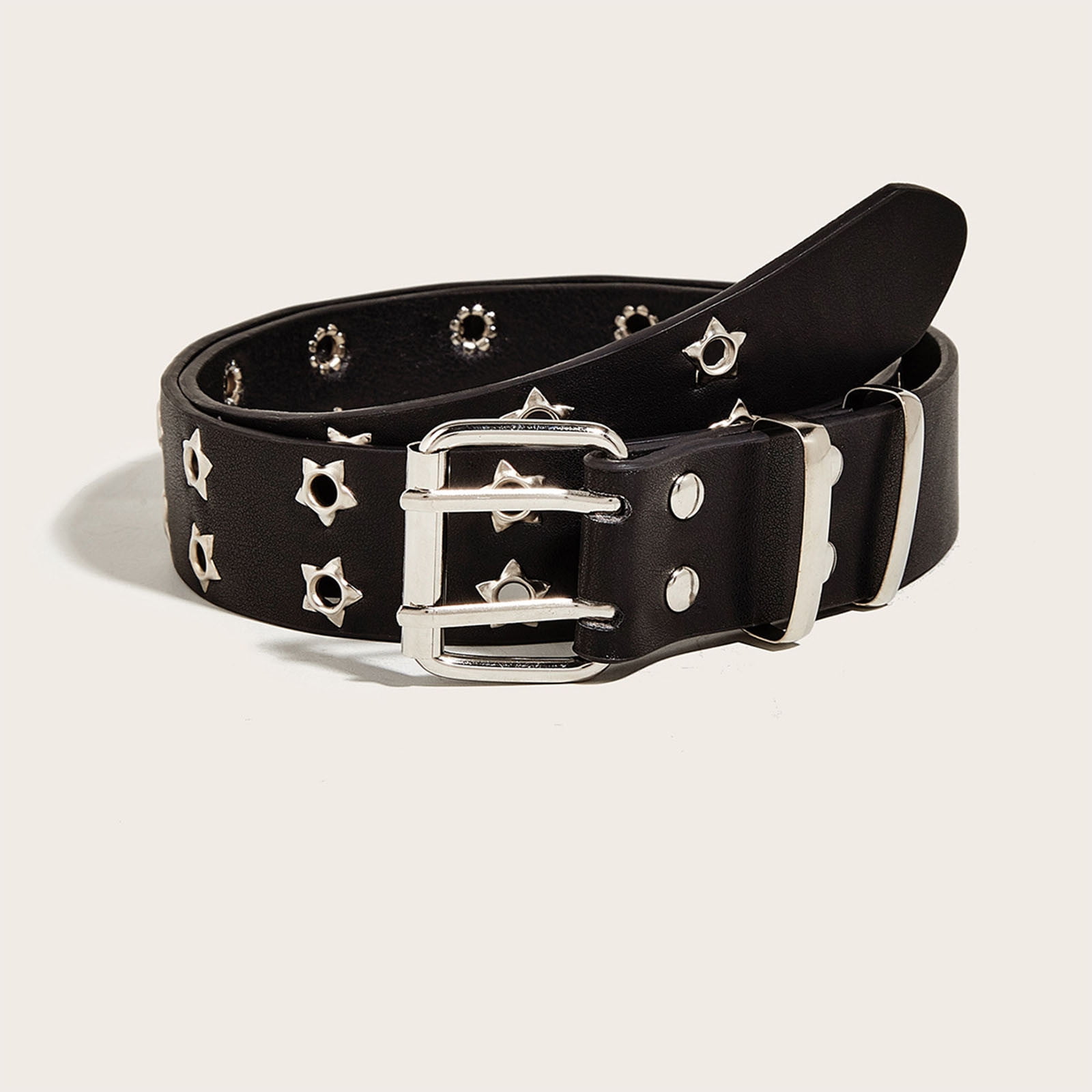 Qumonin Mens Womens Studded PU Leather Belt Rivet Waistband Qumonin Mens Womens Studded PU Leather Belt Rivet Waistband