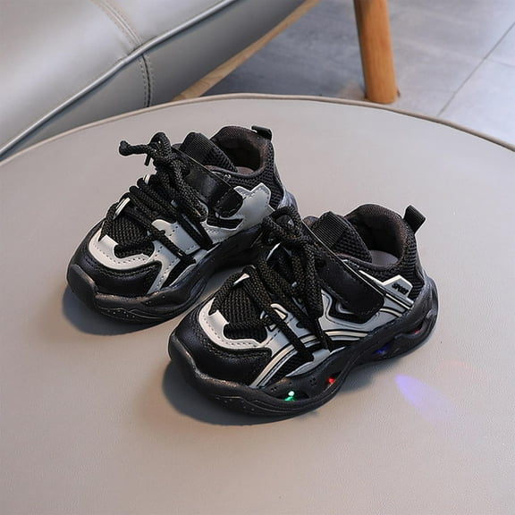 Wancir Light Up Shoes for Boys Girls Toddler LED Flashing Sneakers Breathable Sport Walking Shoes for Kids