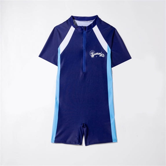Wancir Little Girls Swimsuit One-Piece Short Sleeve SPF 50+ Rash Guard Set Kids Bathing Suit