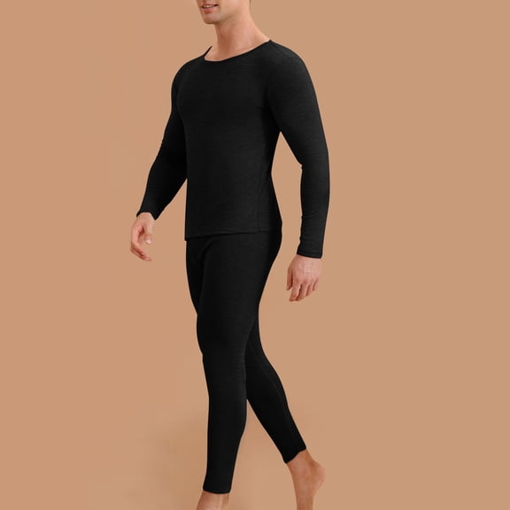 Wancir Long Johns Thermal Underwear for Men Soft Fleece Lined Base Layer Cold Weather Top Bottom Two pieces-Set L-4XL