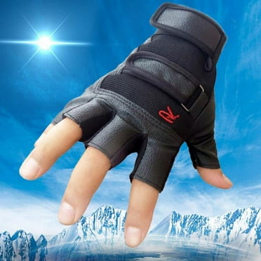 Wancir Long Keeper Fingerless Genuine Leather Men Gloves Half Finger Driving Cycling Bike Motorcycle Outdoor Sport Gloves