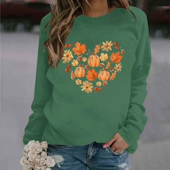 Wancir Long Sleeve Fall T-Shirt for Women Family Halloween Thanksgiving Tops Casual Thankful Pumpkin Turkey Graphic Tees