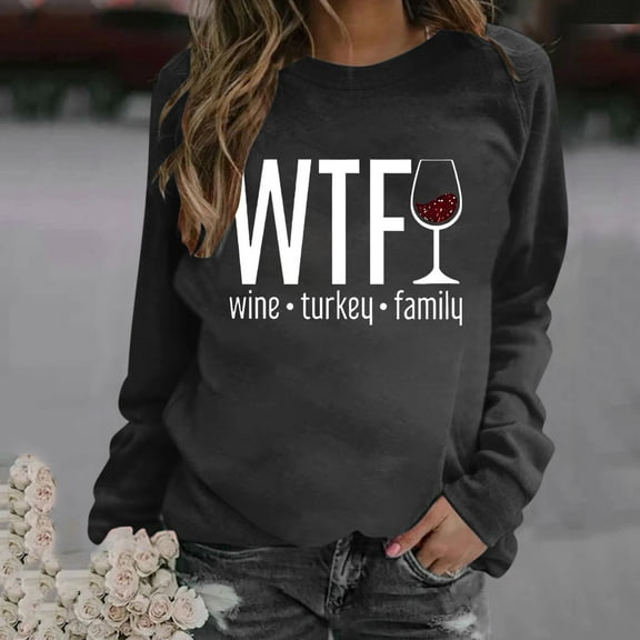 Wancir Long Sleeve Fall T-Shirt for Women Family Halloween Thanksgiving Tops Casual Thankful Pumpkin Turkey Graphic Tees