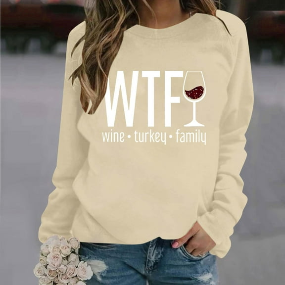 Wancir Long Sleeve Fall T-Shirt for Women Family Halloween Thanksgiving Tops Casual Thankful Pumpkin Turkey Graphic Tees
