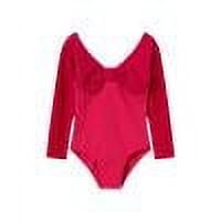 Wancir Long Sleeve Leotards for Girls Velvet Ballet Gymnastics Dancewear Bodysuit Outfit