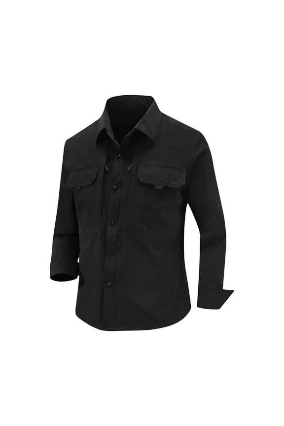Wancir Long Sleeve Shirts for Men Military Button Up Snap Work Shirts Quick Dry Upf 50+ Uv Western Tops