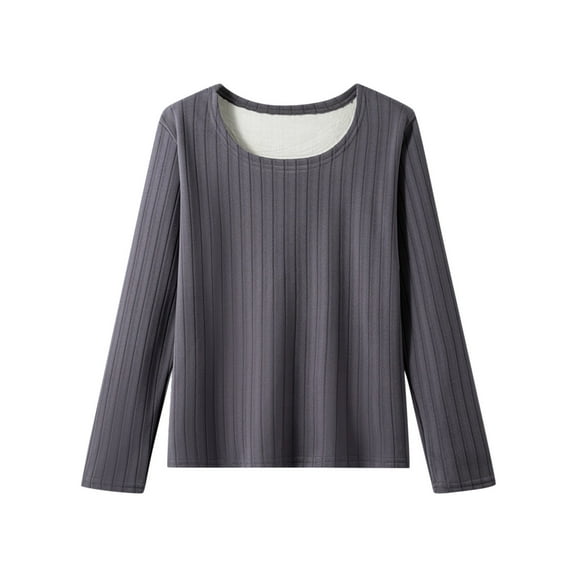 Wancir Long Sleeve Thermal Shirt for Women Light Fleece Tops Fall 2024 Crew Neck Casual Basic T-Shirts