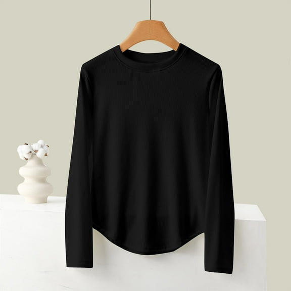 Wancir Long Sleeve Thermal Shirt for Women Light Fleece Tops Fall 2024 Crew Neck Casual Basic T-Shirts