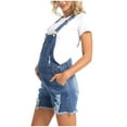 thumbnail image 1 of Wancir Maternity Overalls Shorts Ripped Hem Adjustable Straps Maternity Denim Bib Overall Shorts, 1 of 6