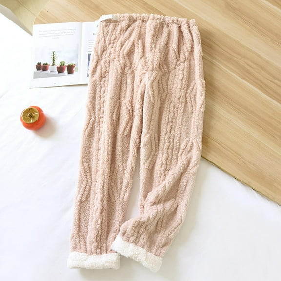Wancir Maternity Plush Pajama Pants, Soft Fluffy Fleece Warm Pjs Bottoms Sleepwear Fuzzy Lounge Pants Pregnancy Clothes