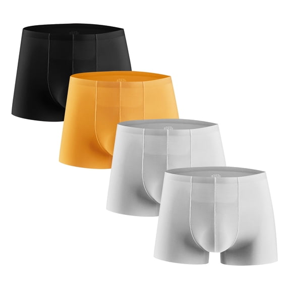Wancir Men 4PC Ice Silk Traceless Quick-dry Loose Breathable Elastic Exercise Home Flat Angle Underpants
