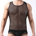 thumbnail image 1 of Wancir Men Fishnet Tank Top Sheer Transparent Mesh Undershirt Fitted Muscle Gym Shirt Vest, 1 of 4
