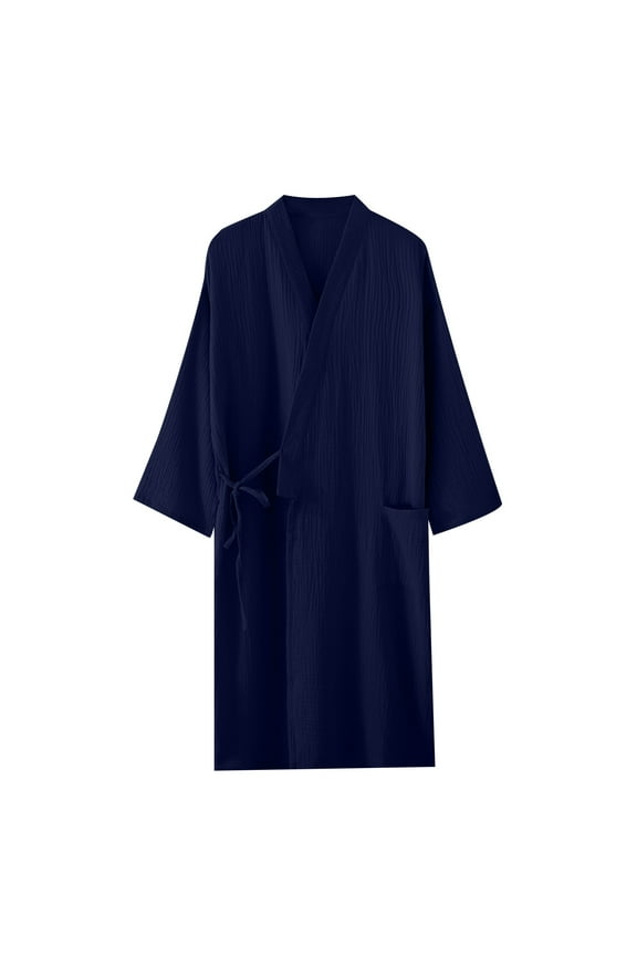 Wancir Men Kimono Robe Cotton Yukata Spa Sauna Bathrobe Sleepwear Japanese Kimono for Women Loungewear Nightgown Dressing