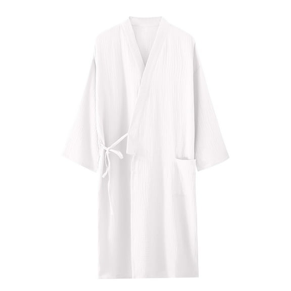 Wancir Men Kimono Robe Cotton Yukata Spa Sauna Bathrobe Sleepwear Japanese Kimono for Women Loungewear Nightgown Dressing