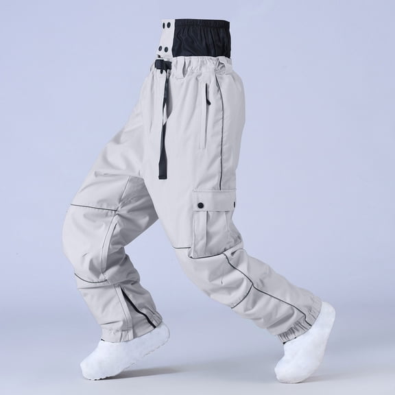 Wancir Men Ski Pants Snowboard Bib Pants Overalls Snow Waterproof Windproof Insulated Adjustable Strap Winter Sport Warm