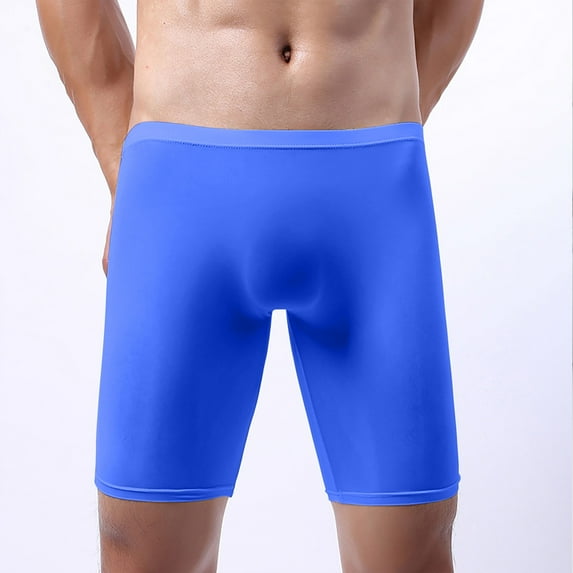 Wancir Men Solid Color Compression Shorts Stretchy Knee Length Sport Active Shorts Gym Workout Underwear