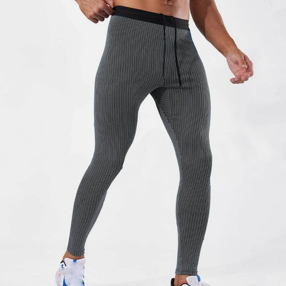 Wancir Men's Active Yoga Leggings Pants with Waterproof Pocket Quick-Drying Compression Pants for Outdoor Athletics