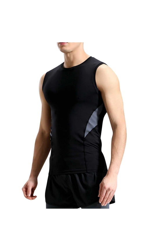 Wancir Men's Athletic Compression Shirt Sleeveless Muscle Dry Fit Workout Tank Top for Running Training