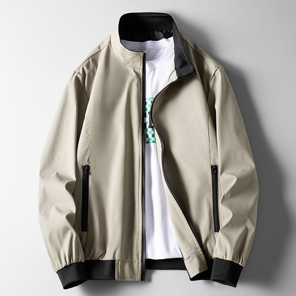 Wancir Men's Bomber Jacket Casual Windbreaker Flight Coat Zip Up Textured Jacket with Pocket