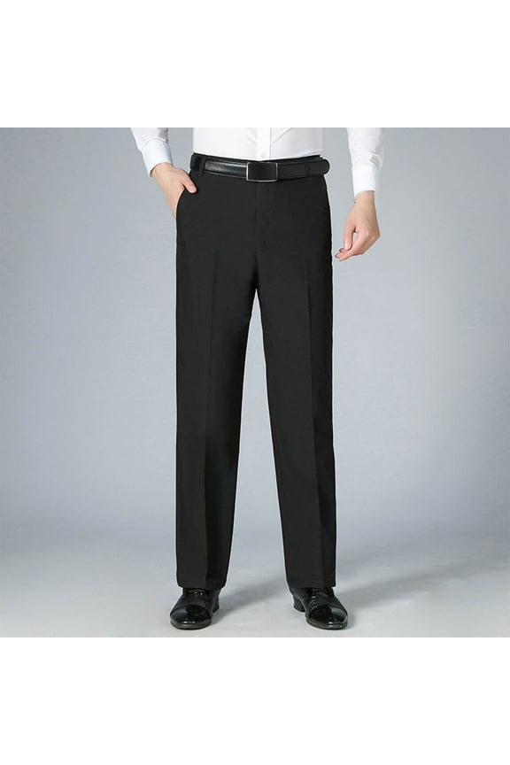 Wancir Men's Buckled Detail Zipper Fly Botton Front Business Suit Pants Work Office Trousers With Pockets