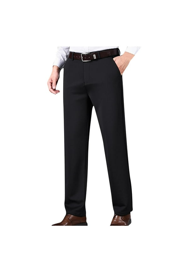 Wancir Men's Buckled Detail Zipper Fly Botton Front Business Suit Pants Work Office Trousers With Pockets