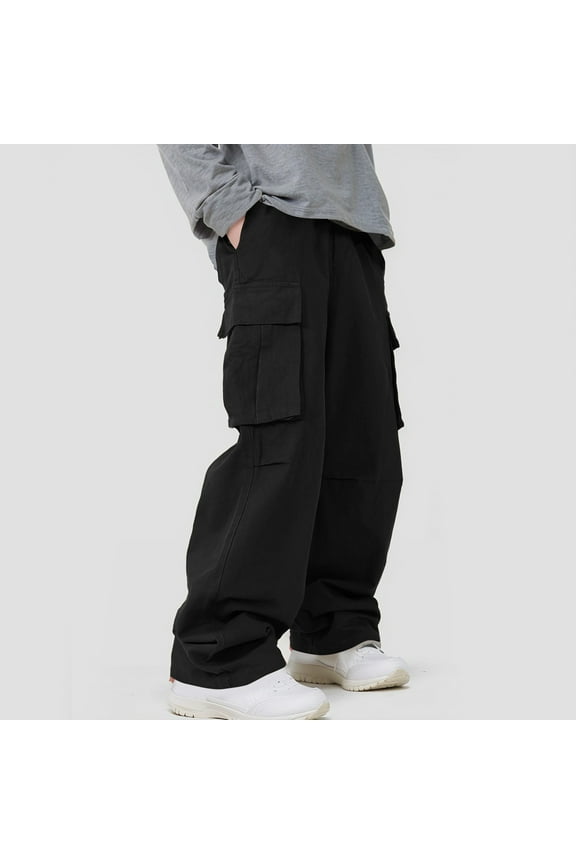 Wancir Men's Cargo Sweatpants Open Bottom Drawstring Baggy Joggers Loose Fit Tech Athletic Workout Gym Pants