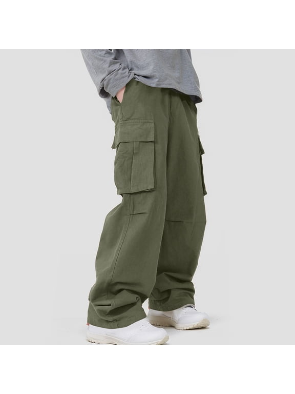 Wancir Men's Cargo Sweatpants Open Bottom Drawstring Baggy Joggers Loose Fit Tech Athletic Workout Gym Pants