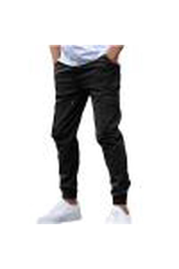 Wancir Men's Casual Cargo Pants Elastic Waist Drawstring Tapered Pants Athletic Techwear Joggers Pants with Flap Pockets