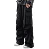 Wancir Men's Casual Cargo Pants Elastic Waist Drawstring Tapered Pants Athletic Techwear Joggers Pants with Flap Pockets