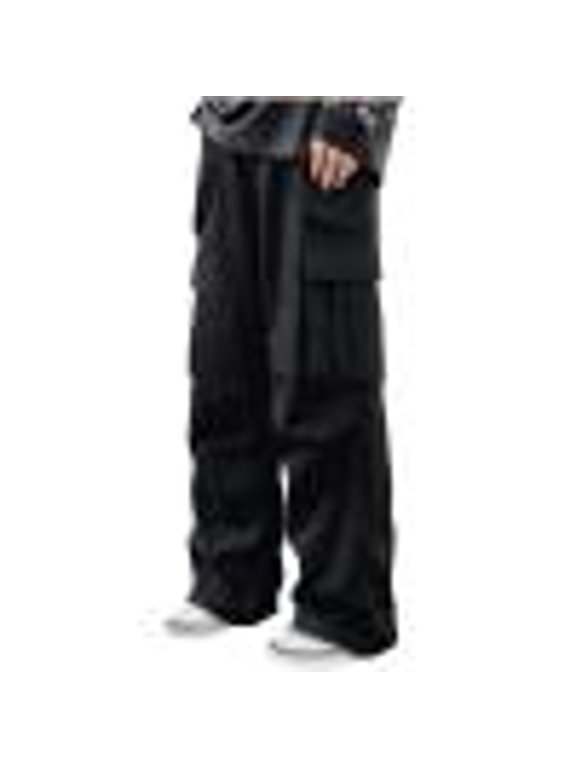 Wancir Men's Casual Cargo Pants Elastic Waist Drawstring Tapered Pants Athletic Techwear Joggers Pants with Flap Pockets