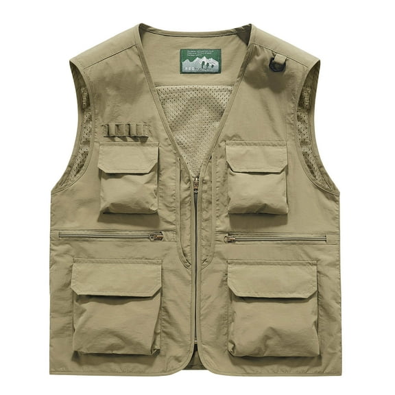 Wancir Men's Casual Lightweight Outdoor Fishing Work Safari Travel Photo Cargo Vest Jacket Multi Pockets