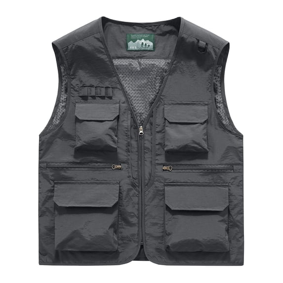 Wancir Men's Casual Lightweight Outdoor Fishing Work Safari Travel Photo Cargo Vest Jacket Multi Pockets