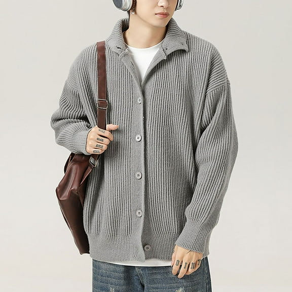 Wancir Men's Casual Long Sleeve Shawl Collar Buttons Down Cable Knit Cardigan Sweater