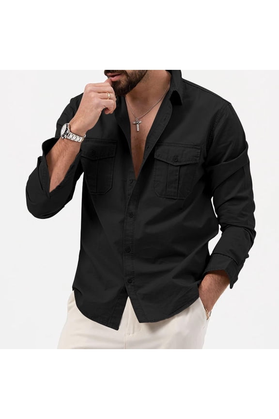 Wancir Men's Casual Shirt Jacket Cotton Linen Shacket Lightweight Work Coat Button Down Overshirt