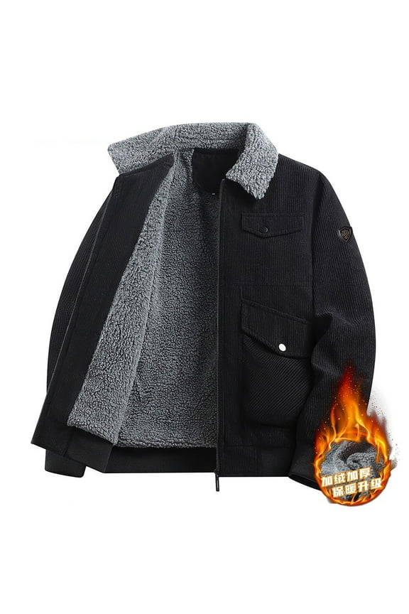 Wancir Men's Corduroy Jacket Sherpa Lined Trucker Jacket Thickened Thermal Winter Jacket