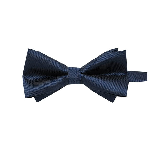 Wancir Men's Double-Layer Bow Tie Solid Color Premium Polyester for Business Formal