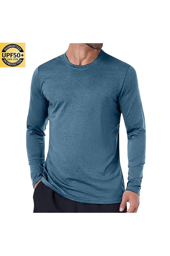 Wancir Men's Dri-Power Cotton Blend Long Sleeve Tees, Moisture Wicking, Odor Protection, UPF 30+, Sizes S-2XL