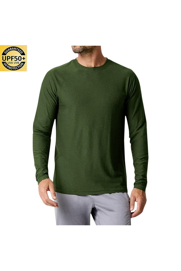 Wancir Men's Dri-Power Cotton Blend Long Sleeve Tees, Moisture Wicking, Odor Protection, UPF 30+, Sizes S-2XL