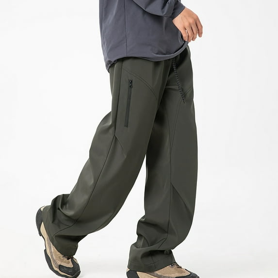 Wancir Men's Elastic Waist Hiking Pants Water Resistant Quick-Dry Outdoor Sweatpants with Zipper Pockets