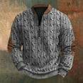 thumbnail image 1 of Wancir Men's Embroidered Sleeve Quarter Zip Fleece Vintage Pullover Sweatshirt, 1 of 3