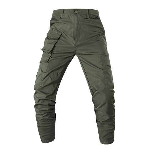 Wancir Men's Fashion Casual Solid Color Cargo Zipper Pockets Full Length Pants