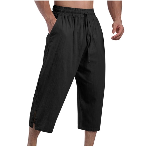 Wancir Men's Fashion Casual Solid Color Pockets Elastic Rope Pants Sports Fitness Pants