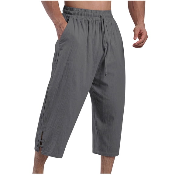 Wancir Men's Fashion Casual Solid Color Pockets Elastic Rope Pants Sports Fitness Pants