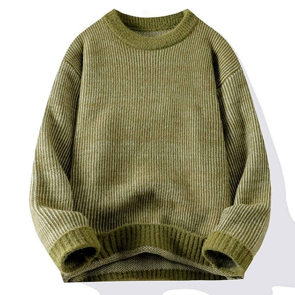 Wancir Men's Fashion Oversized Sweater Crewneck Pullovers Casual Color Block Patchwork Sweaters Thermal Knitted Jumper Tops