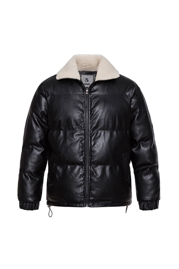 Wancir Men's Faux Leather Classic Biker Jacket Jacket Zip Faux Leather men with leather jacket for man Leather