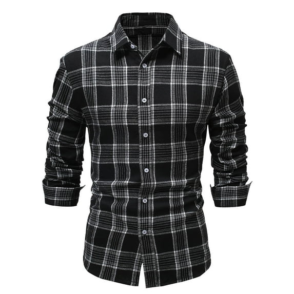 Wancir Men's Flannel Shirts Long Sleeve Plaid Checkered Brushed Casual Western Cowboy Pearl Snap Shirt