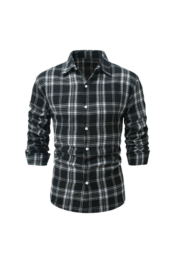 Wancir Men's Flannel Shirts Long Sleeve Plaid Checkered Brushed Casual Western Cowboy Pearl Snap Shirt